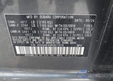 2024 Subaru Crosstrek Sport from USA, damaged, VIN 4S4GUHF64R3811319